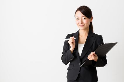 asian businesswoman on white background