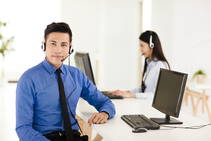 young call center agent working in office